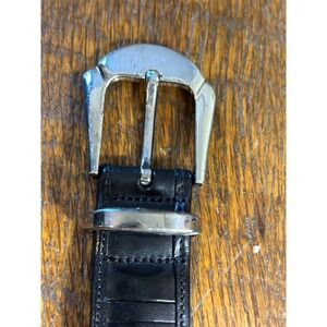 Mezlan Black Leather Belt Silver Buckle & Tip End Dress Casual Menswear Size 38